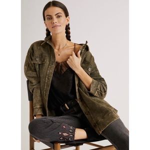 Anthropologie Pilcro Relaxed Shirt Jacket Moss Medium NWOT